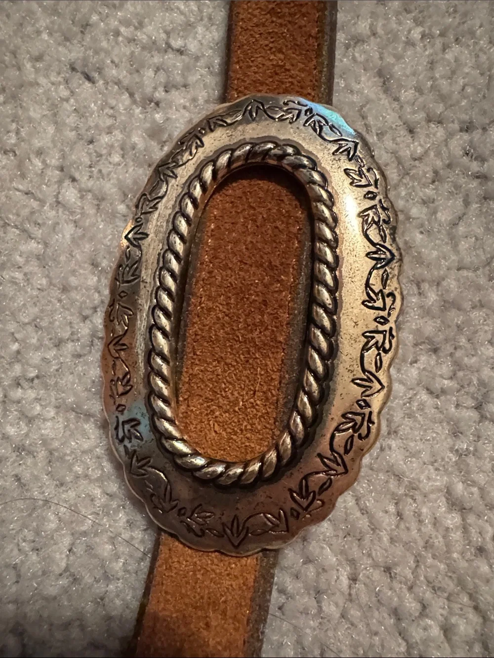 Vintage Brazos Joe Tan Suede Western Concho Belt with Gold Buckles